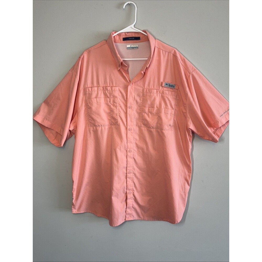 Columbia PFG Tamiami II Size XXL Mens Salmon UPF 40 Short Sleeve Shirt Fishing